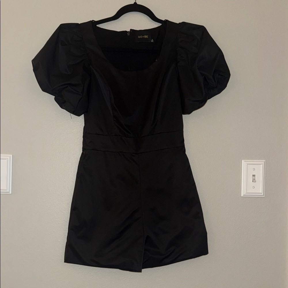DO+BE Black Satin Puff Sleeve Romper